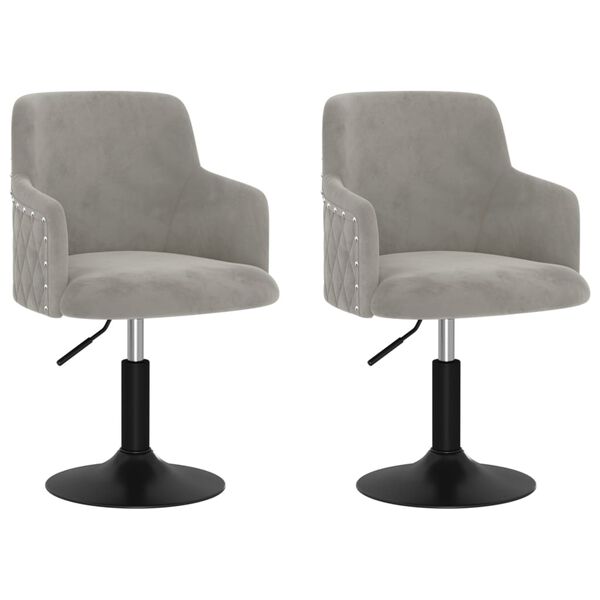vidaXL Esszimmerst&uuml;hle 2 Stk. Drehbar Hellgrau Samt