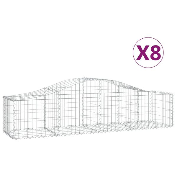 vidaXL Gabionen mit Hochbogen 8 Stk. 200x50x40/60 cm Verzinktes Eisen