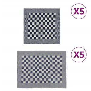 vidaXL 10-tlg. Handtuch-Set Blau und Wei&szlig; Baumwolle