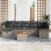 vidaXL Gartensofa-set mit Kissen mit Speicher 8 pcs Grau Poly Rattan