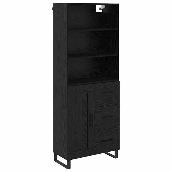 vidaXL Highboard Schwarz Eichen-Optik 69,5 x 34 x 180 cm Holzwerkstoff
