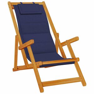 vidaXL Klappstuhl mit Armlehnen, blaues Akazienholz & Textilene