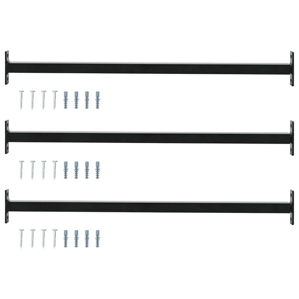 vidaXL Verstellbarer Fenster-Sicherheitsbalken 3 pcs Schwarz Stahl