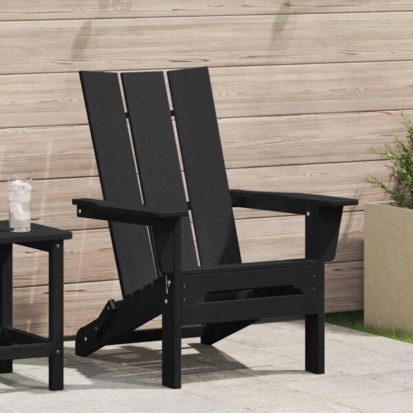 vidaXL Klappbarer Adirondack-Stuhl Schwarz 80,5 x 74,5 x 92 cm HDPE