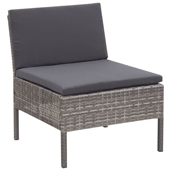 vidaXL 3-tlg. Garten-Lounge-Set mit Auflagen Poly Rattan Grau