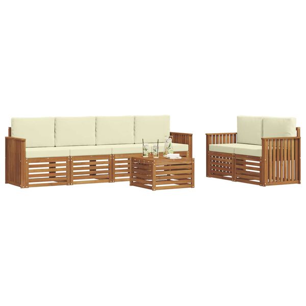 vidaXL Sofagarnituren 7 pcs Natur und Creme Massivholz Akazie