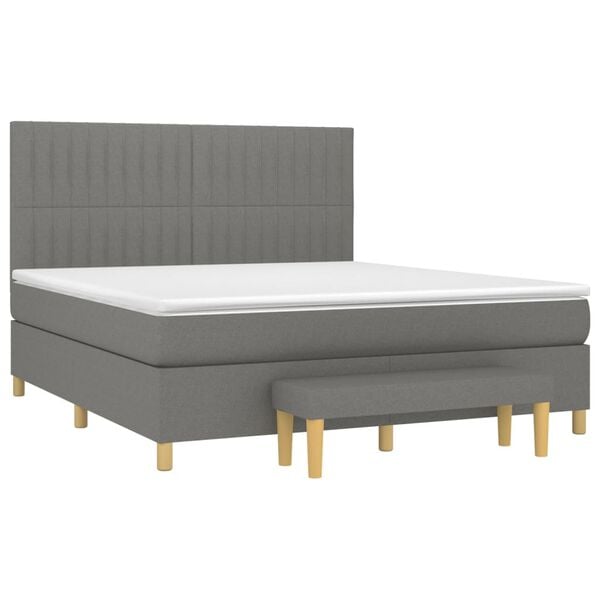 vidaXL Boxspringbett mit Matratze Dunkelgrau 160x200 cm Stoff