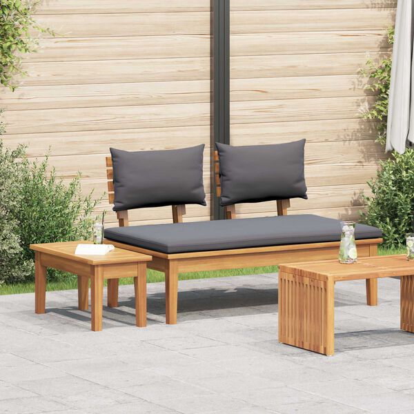 vidaXL Gartenbank 2 pcs Grau und Braun Massivholz Teak