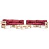 vidaXL 6-tlg. Paletten-Lounge-Set mit Kissen in Rot Holz