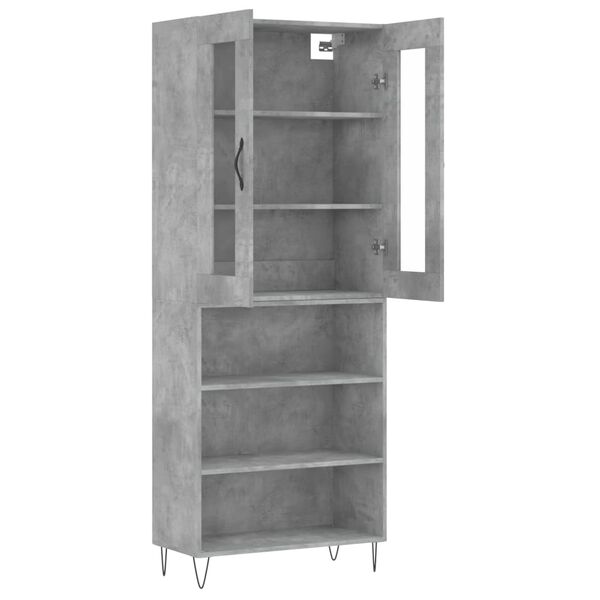 vidaXL Highboard Betongrau 69,5x34x180 cm Holzwerkstoff