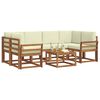 vidaXL Outdoor-Sofagarnitur mit Kissen 7 pcs Natur und Creme