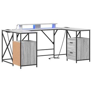 vidaXL Schreibtisch Graues Sonoma Holzwerkstoff 182 x 101 x 87,5 cm