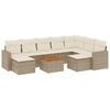vidaXL 10-tlg. Garten-Sofagarnitur mit Kissen Beige Poly Rattan