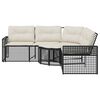 vidaXL Gartensofa in L-Form mit Kissen und Fu&szlig;bank Schwarz Poly Rattan