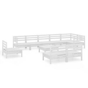 vidaXL 10-tlg. Garten-Lounge-Set Massivholz Kiefer Wei&szlig;