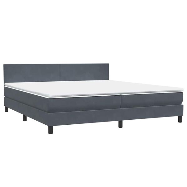 vidaXL Boxspringbett mit Matratze Dunkelgrau 200x210 cm Samt