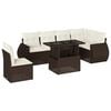 vidaXL 7-tlg. Garten-Sofagarnitur mit Kissen Braun Poly Rattan
