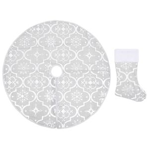 vidaXL Luxus-Weihnachtsbaumdecke mit Socke Wei&szlig; 150 cm Stoff