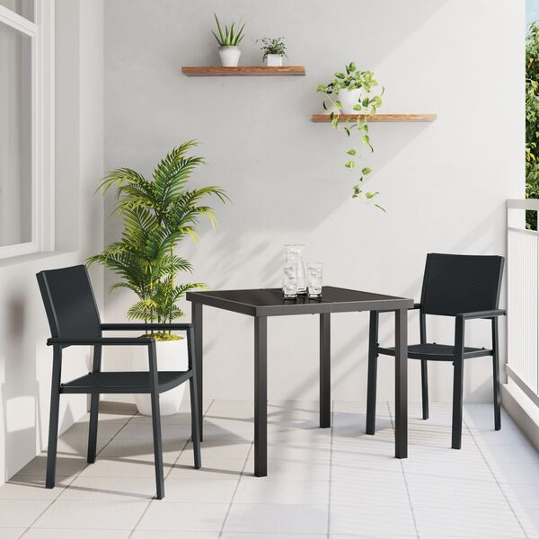 vidaXL Garten Essgruppe 3 pcs Schwarz Poly Rattan