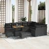 vidaXL Gartensofa-set mit Kissen 12 pcs Schwarz Poly-Rattan