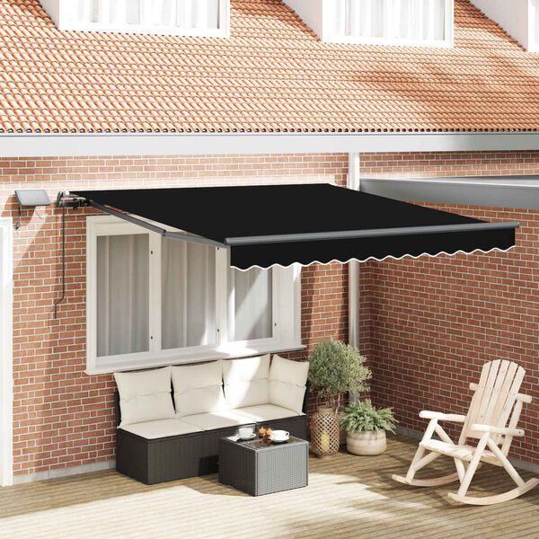 vidaXL Einziehbare Markise Schwarz 300 x 250 cm Stoff