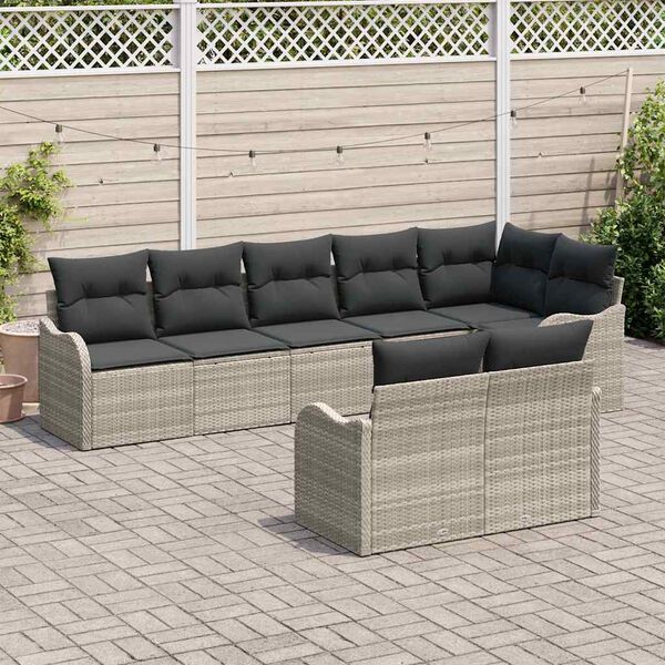 vidaXL Gartensofa-set Hellgrau Poly-Rattan