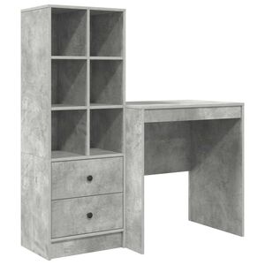 vidaXL Schreibtisch mit Schubladen mit Regal 2 pcs Beton Grau