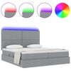 vidaXL Bett mit LED-Lichtleisten Hellgrau 200 x 200 cm Stoff