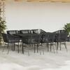 vidaXL 9-tlg. Garten-Essgruppe mit Kissen Schwarz Poly Rattan Glas
