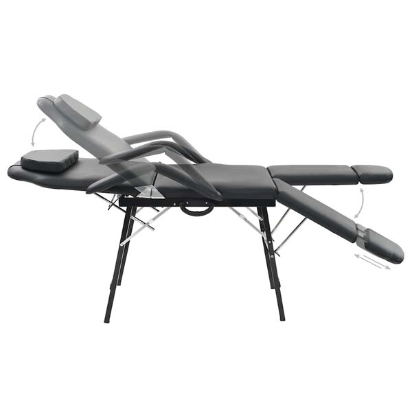 vidaXL Tragbarer Kosmetikstuhl Kunstleder 185x78x76 cm Schwarz