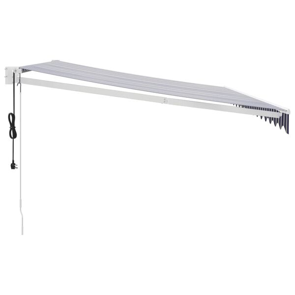 vidaXL Elektrische Markise mit Kurbel Blau und Wei&szlig; 4x3 m