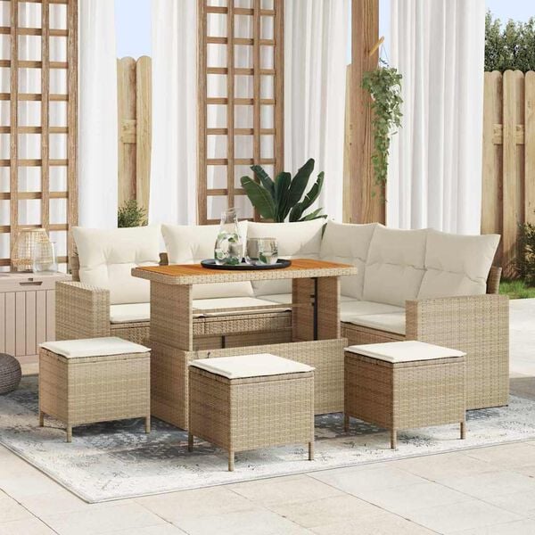 vidaXL Garten-Sofa-Set 9 pcs Beige Poly-Rattan