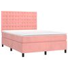 vidaXL Boxspringbett mit Matratze Rosa 140x190 cm Samt
