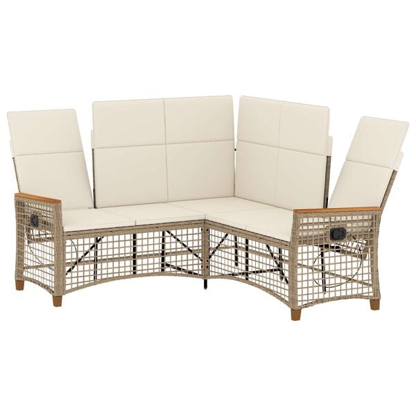 vidaXL Garten Liegesofa Set Beige und Cremewei&szlig; 164 x 164 x 112 cm