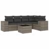 vidaXL 6-tlg. Garten-Sofagarnitur mit Kissen Grau Poly Rattan