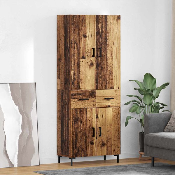 vidaXL Highboard Wandmontiert Altholz 69,5 x 34 x 180 cm Holzwerkstoff