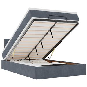 vidaXL Ottoman-Bett mit Matratze & LEDs Dunkelgrau 120x200 cm Samt