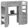 vidaXL Etagenbettgestell mit Schreibtisch Graues Sonoma 75 x 190 cm