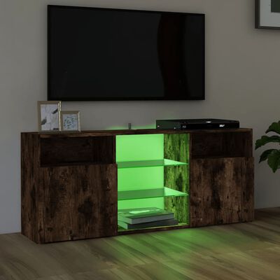 vidaXL TV-Schrank mit LED-Leuchten Räuchereiche 120x30x50 cm