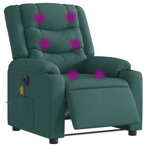 vidaXL Massagesessel Elektrisch Dunkelgr&uuml;n Stoff