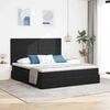 vidaXL Bett mit LED-Lichtleisten Schwarz 200 x 200 cm Samt