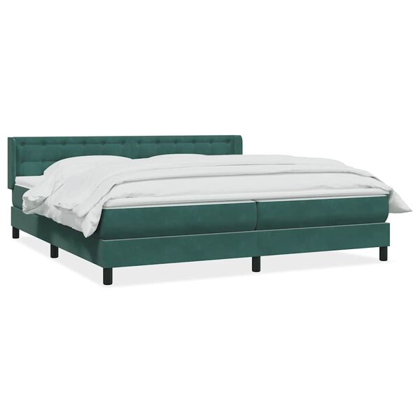 vidaXL Boxspringbett mit Matratze Dunkelgr&uuml;n 200x210 cm Samt