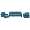 vidaXL 4-tlg. Sofagarnitur mit Kissen Blau Samt
