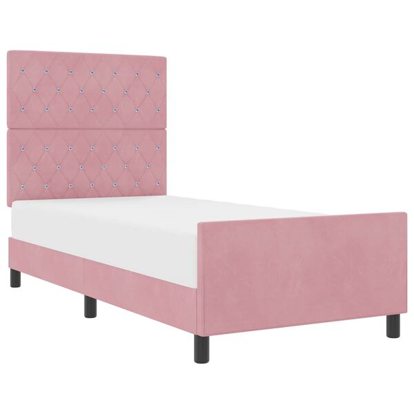 vidaXL Boxspringbett mit Kopfteil Rosa 100 x 200 cm Samt