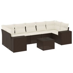 vidaXL 8-tlg. Garten-Sofagarnitur mit Kissen Braun Poly Rattan