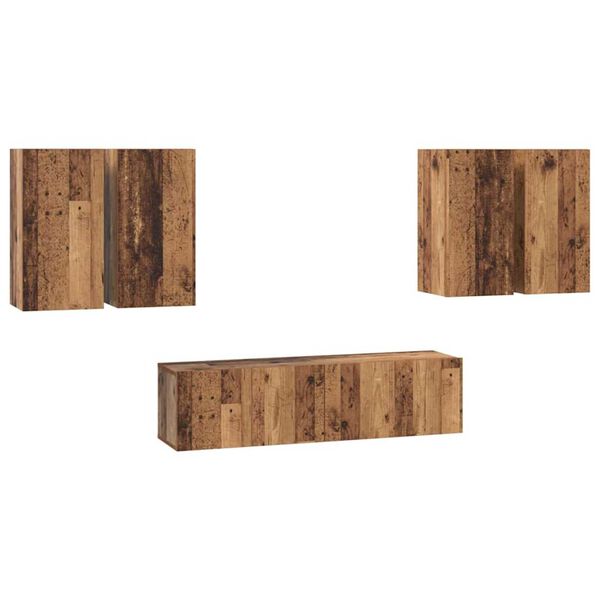 vidaXL TV-Schrankset Wandmontiert 6 pcs Altholz Holzwerkstoff