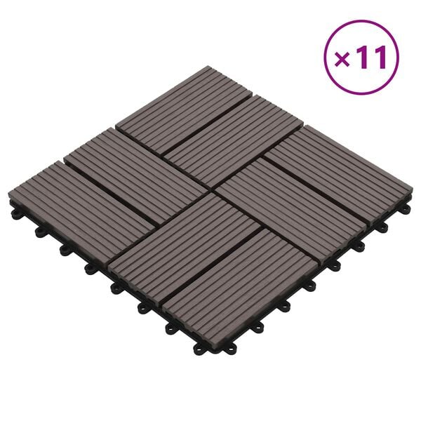 vidaXL Terrassenfliese 11 pcs Dunkelbraun 30 x 30 cm WPC