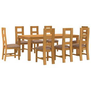 vidaXL Essgruppe 9 Stk. Grau Massivholz Eiche