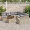 vidaXL Garten-Sofa-Set mit Kissen mit Speicher 9 pcs Beige Poly Rattan