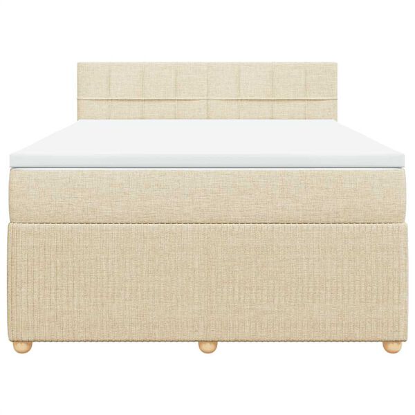 vidaXL Boxspringbett mit Matratze Creme 140x200 cm Stoff